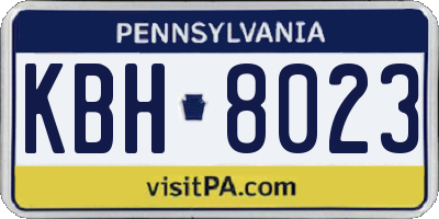 PA license plate KBH8023