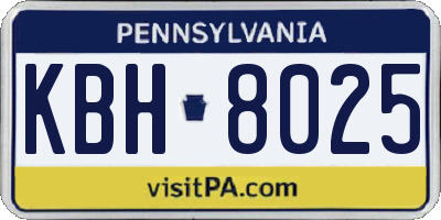 PA license plate KBH8025