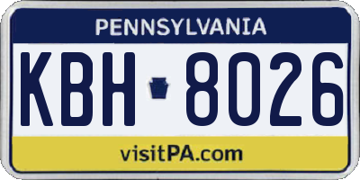 PA license plate KBH8026