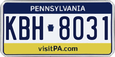PA license plate KBH8031