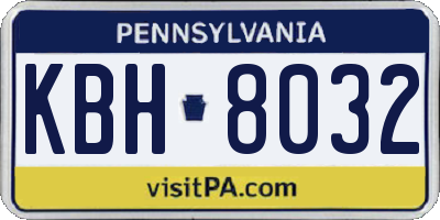 PA license plate KBH8032