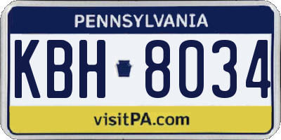 PA license plate KBH8034