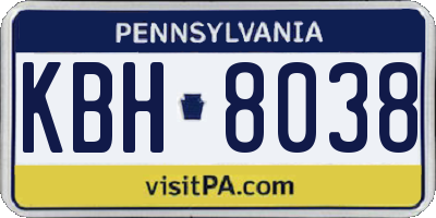 PA license plate KBH8038