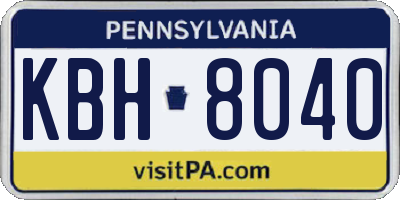 PA license plate KBH8040