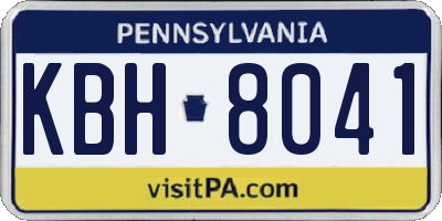 PA license plate KBH8041