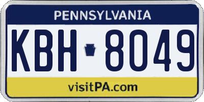 PA license plate KBH8049