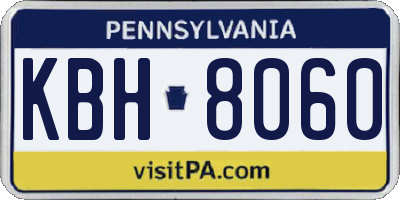 PA license plate KBH8060