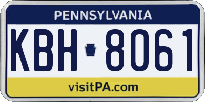 PA license plate KBH8061
