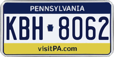 PA license plate KBH8062