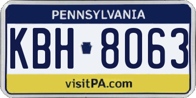 PA license plate KBH8063
