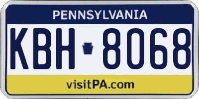 PA license plate KBH8068