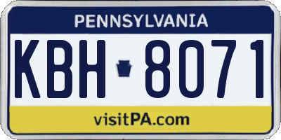 PA license plate KBH8071