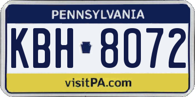 PA license plate KBH8072