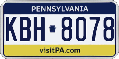 PA license plate KBH8078