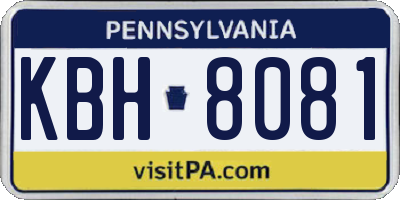 PA license plate KBH8081