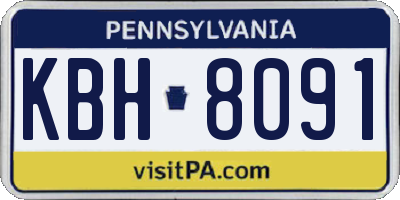 PA license plate KBH8091