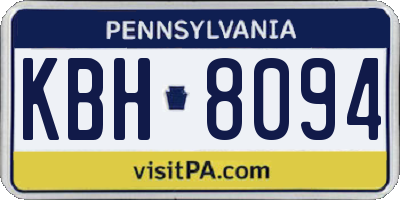 PA license plate KBH8094