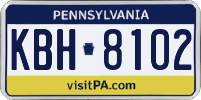 PA license plate KBH8102