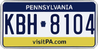 PA license plate KBH8104