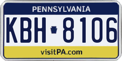 PA license plate KBH8106
