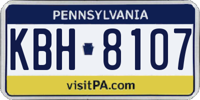 PA license plate KBH8107
