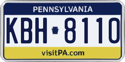 PA license plate KBH8110