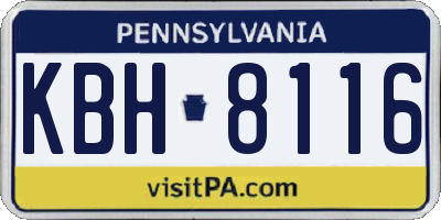 PA license plate KBH8116