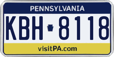PA license plate KBH8118