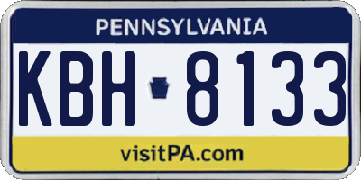 PA license plate KBH8133