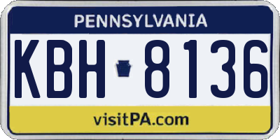 PA license plate KBH8136