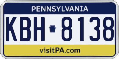 PA license plate KBH8138