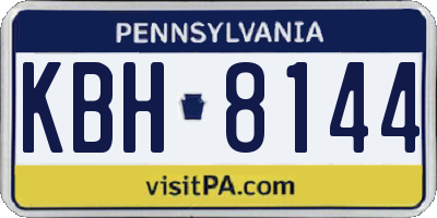 PA license plate KBH8144