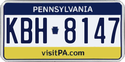 PA license plate KBH8147
