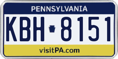 PA license plate KBH8151