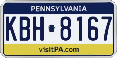PA license plate KBH8167