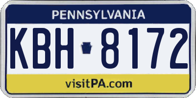 PA license plate KBH8172