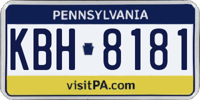 PA license plate KBH8181