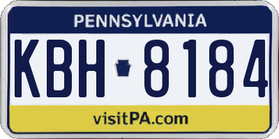 PA license plate KBH8184