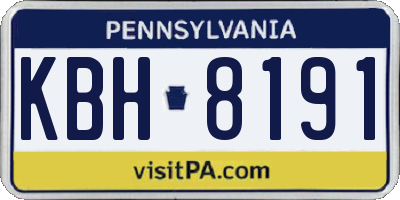 PA license plate KBH8191