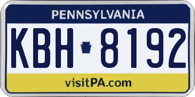 PA license plate KBH8192