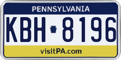 PA license plate KBH8196