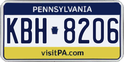 PA license plate KBH8206