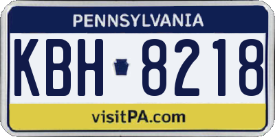 PA license plate KBH8218