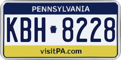 PA license plate KBH8228