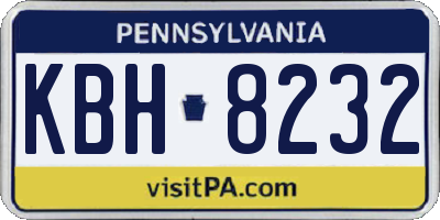 PA license plate KBH8232