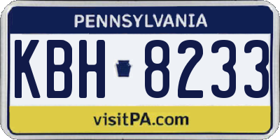 PA license plate KBH8233