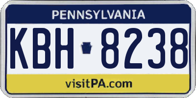 PA license plate KBH8238