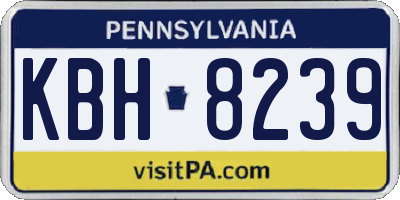 PA license plate KBH8239