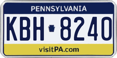 PA license plate KBH8240