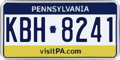 PA license plate KBH8241